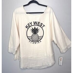 Cotton Collection Tunic Top Size XXL Gauzy Cotton Key West Florida Pineapple USA